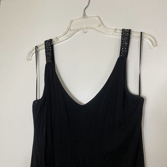 Lafayette 148 New York black rhinestone straps viscose long dress size US 12 - Picture 2 of 7